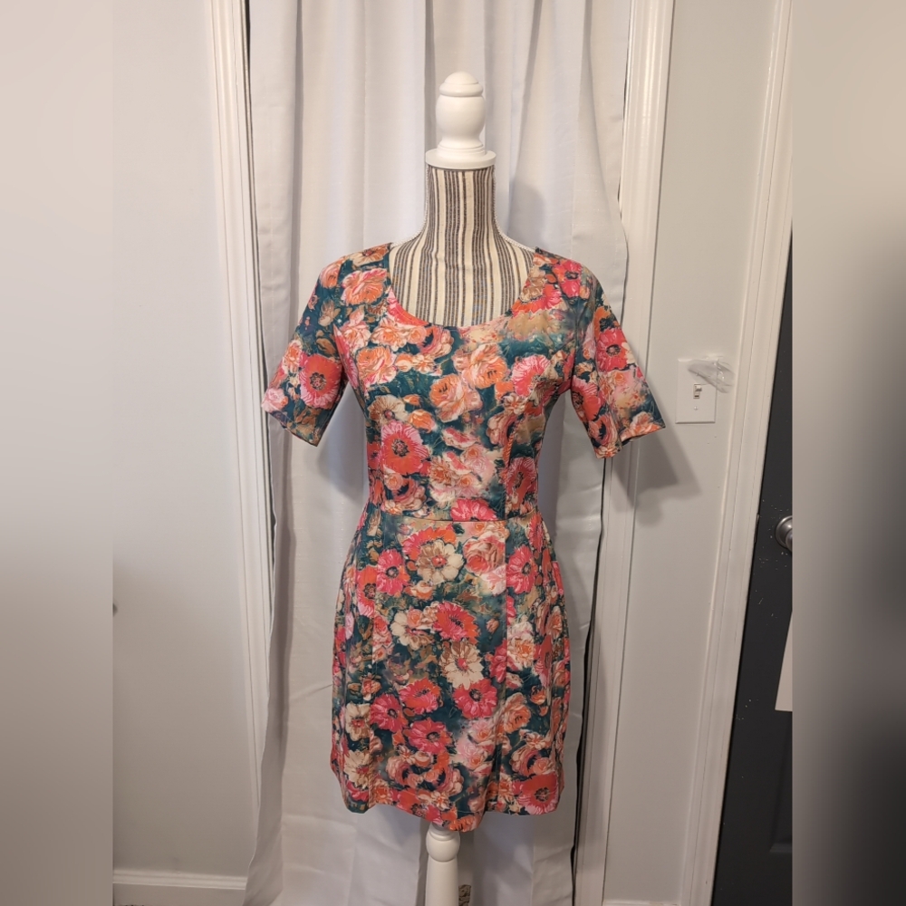 NWOT Gianni Bini Floral Dress Sheer Back Zipper Small Coquette Y2K